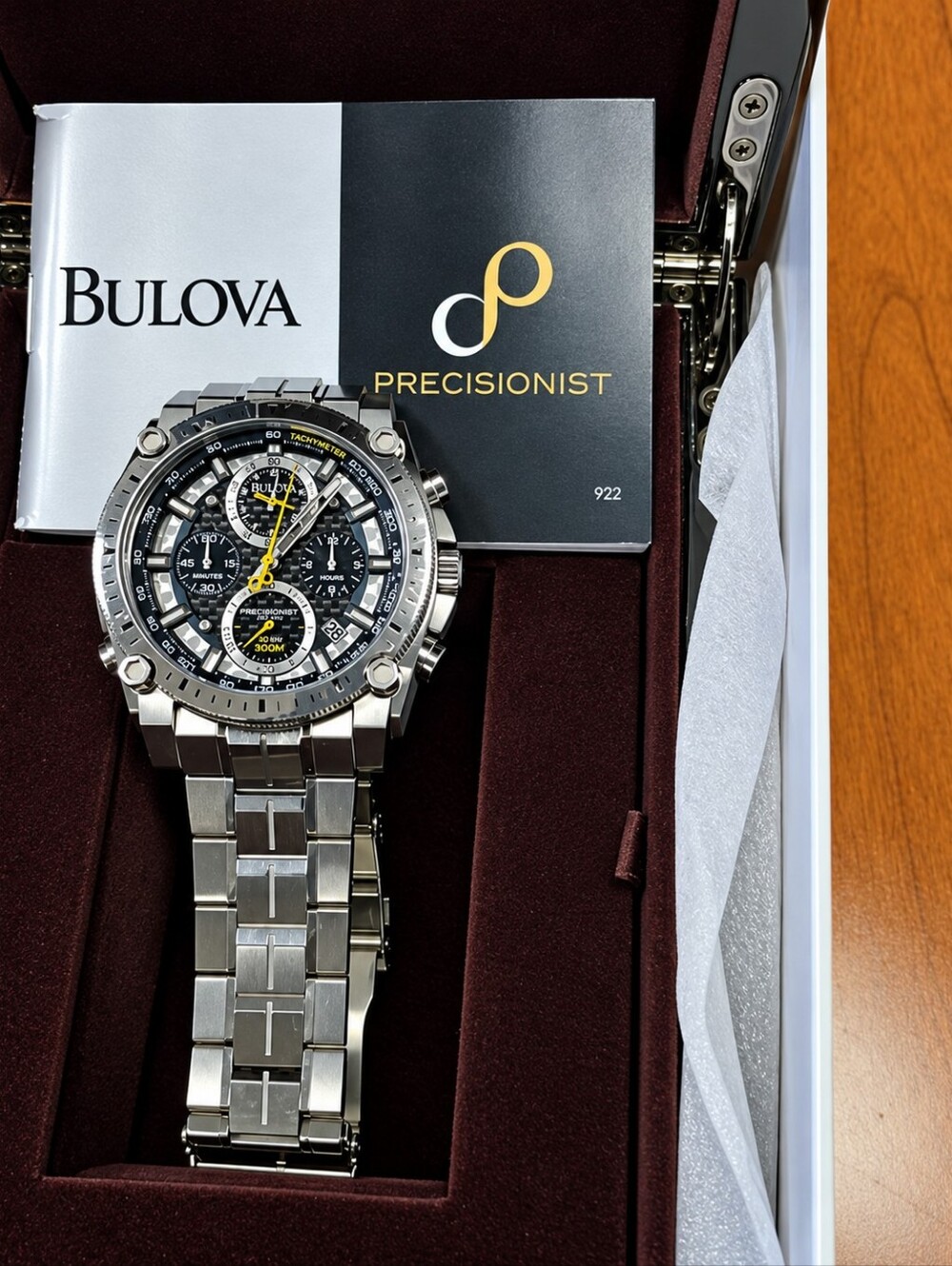 Bulova Precisionist 300M Chronograph Stainless Steel Men's Watch Box